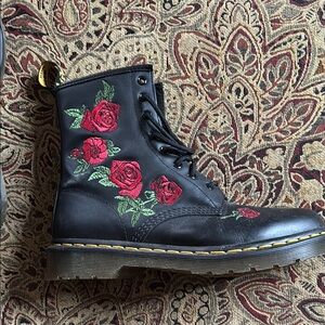 Dr. Marten Floral Embroidered Black Boots